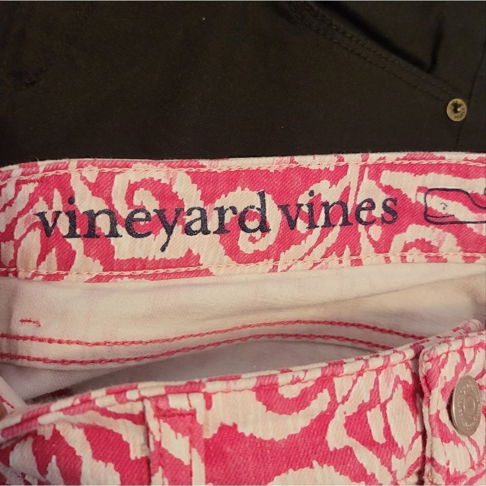 Vineyard Vines Pink & White Damask Scroll Print Stretch Skinny Jeans - Picture 7 of 12